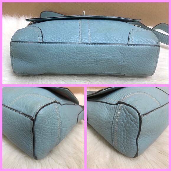 COACH HAMILTON Robins Egg Blue Leather Convertible Turn Lock Flap XBody F13957 - Picture 7 of 16